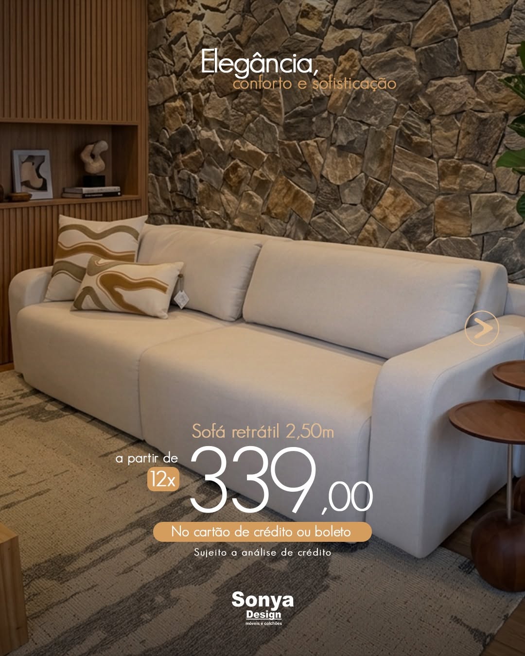 Sofá retrátil e reclinável de 2,50m Sonya Design